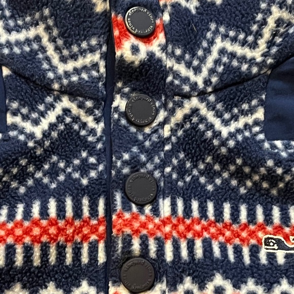 Vineyard Vines Boys Fair Isle Snap Button Fleece Pullover Sweater Whale M 12-14 - Picture 10 of 15